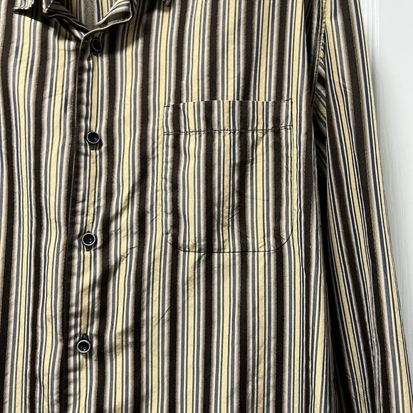 Tommy Bahama silk stripe long sleeve brown‎ blue yellow button up collar XL/TG - Picture 3 of 12